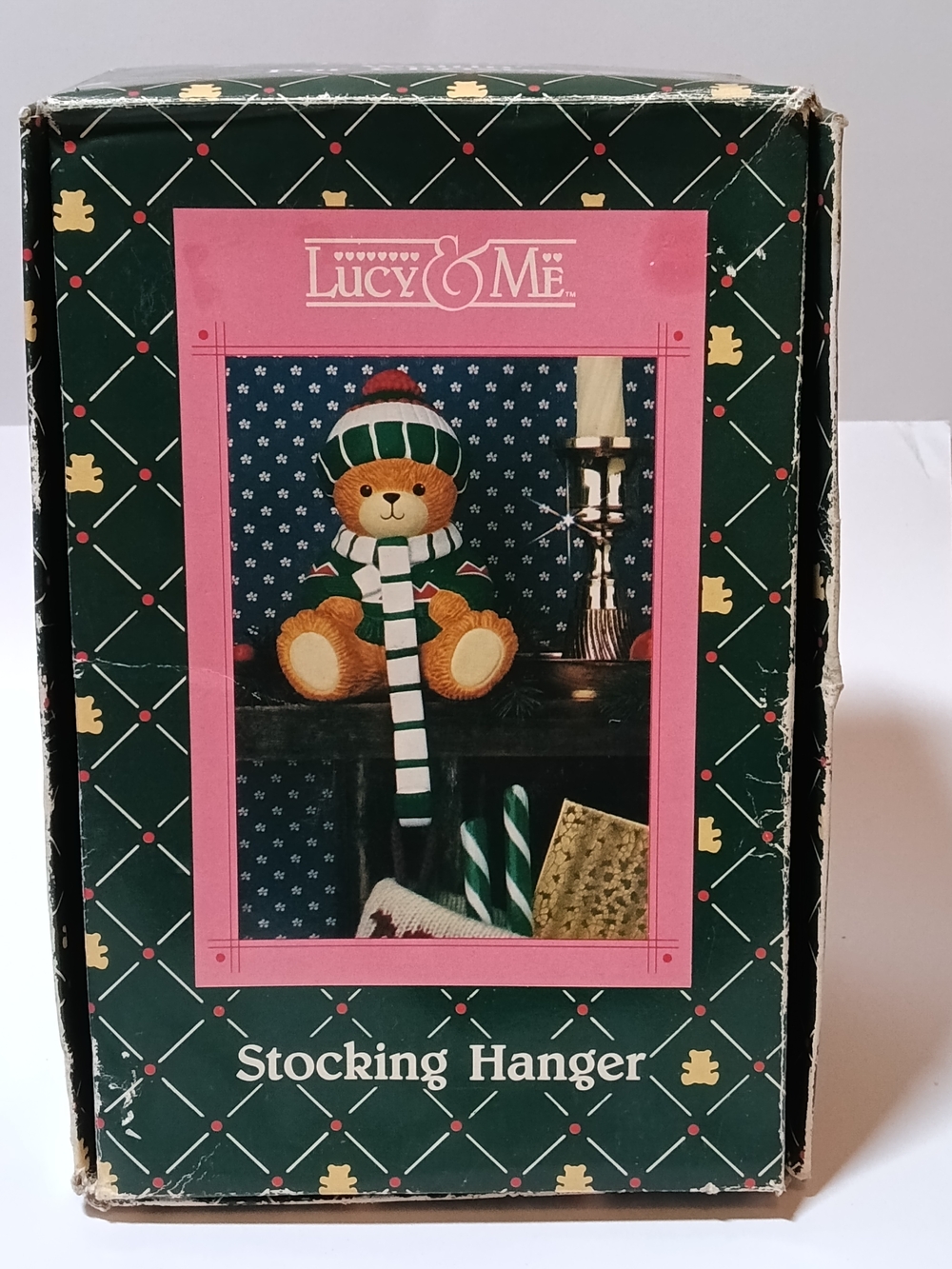 VTG Lucy & Me Christmas Teddy Bear Stocking Hanger In Box